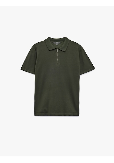 Koton Viskon Regular Fit Polo Yaka Yarım Fermuarlı Kısa Kollu Triko Tişört Haki 6wam70011ht Haki Koton Viskon Regular Fit Polo Yaka Yarım Fermuarlı Kısa Kollu Triko Tişört Haki 6wam70011ht Haki