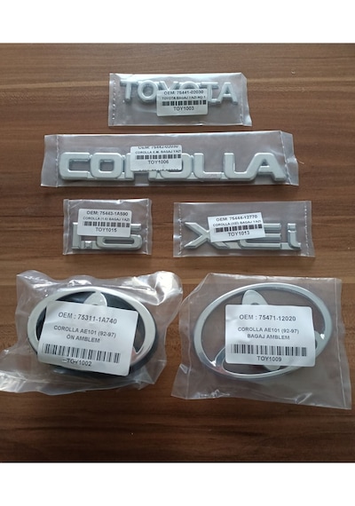 Corolla Ae101 Ön Panjur Arması Arka Bagaj Arması Toyota Corolla 1.6 Xei Bagaj Yazısı 1992-1997 Set