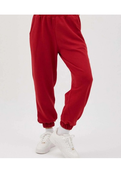 Buly Cozy Beli Lastikli Jogger Eşofman Altı Kırmızı