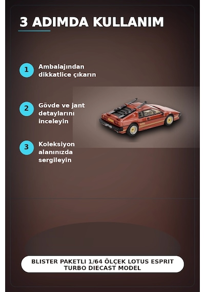 Blister Paketli 1/64 Ölçek Lotus Esprit Turbo Diecast Model Araba - For Your Eyes Only Bx-313362
