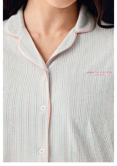 Pierre Cardin 9051 Kadın Uzun Kollu Gömlek Pijama Takımı-nil Nil Yeşili