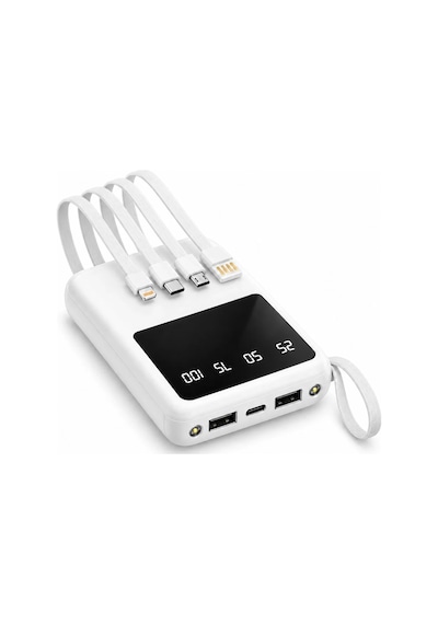 ENERX Enr-p10dc 10000 Mah 2.1A Dahili Kablolu Powerbank Beyaz