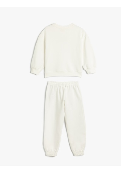Koton Basic Eşofman Takımı Sweatshirt Ve Beli Lastikli Eşofman Altı Ekru 5wkg10182ak Ekru