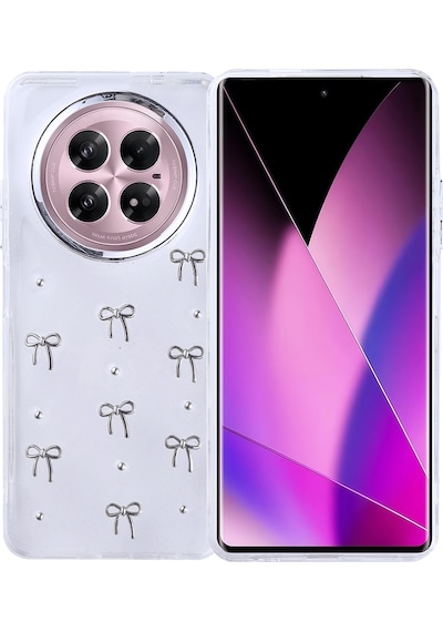 Teleplus İnfinix Zero 40 5g Kılıf Kutup Simli Glitter Fiyonk Desenli Kapak