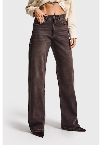 Itsbasic Kadın Koyu Kot Lora 2s6-16 Loose Fit %100 Koton Denim Jean