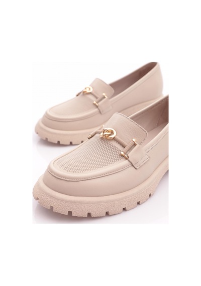 Dgn 4269 Kadin Aksesuarli Loafer Ayakkabi Bej