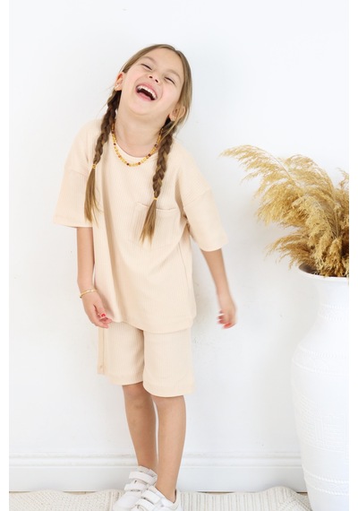 Miababy Raporlu İnterlok İkili Takım Krem