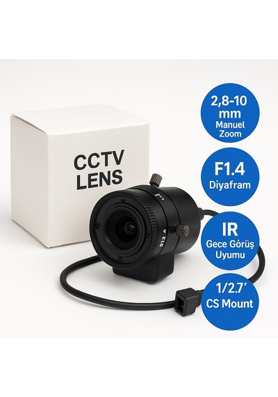 2mp 2.8-10mm F1.4 Auto Iris Ir Destekli Cctv Güvenlik Lensi Tv2810d-mpır