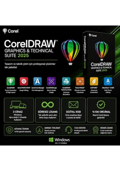 Corel Coreldraw Graphics/technical Suite 2025 Windows - 3 Cihaz Süresiz Dijital Kod