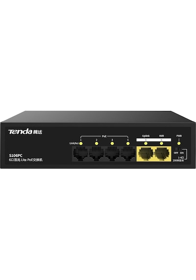 Tenda S106PC 10/100Mbps 6 Port Poe 2 Uplink Switch