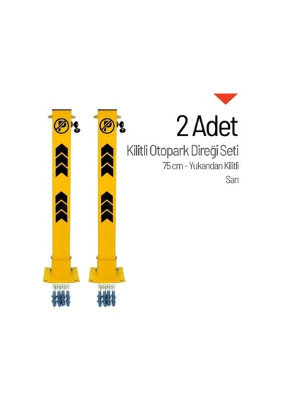 75 Cm Yukarıdan Kilitli Otopark Direği 2'li Park Bariyeri Seti-641