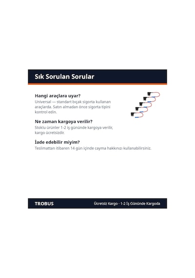 Trobus Fuse Tap Sigorta Çoğaltıcı Standart Bıçak Tipi 5 Adet Diğer