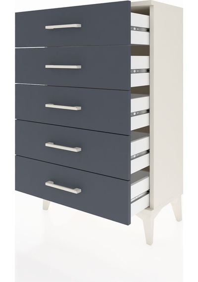 Arges Komodin 5 Çekmeceli 60x30x96 Aytaşı-antrasit Aytaşı
