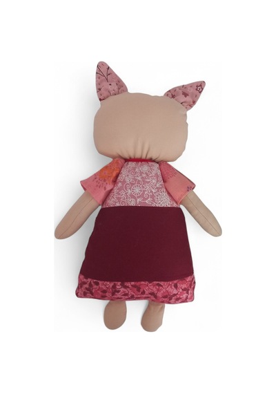 Kedi Hanım Patchwork Benekli Kulak Bez Bebek Patchwork