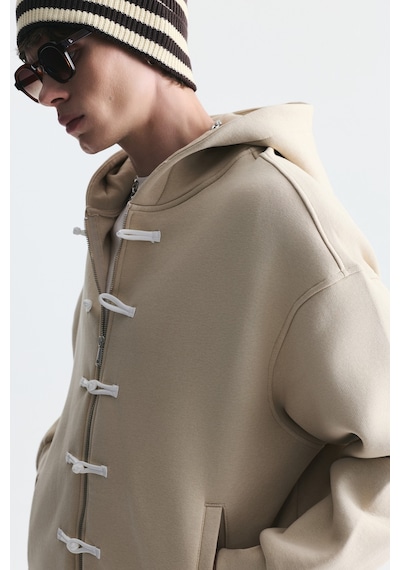 Süslü Düğme Sweatshirt Ve Barrel Fit Eşofman Takım Ekru