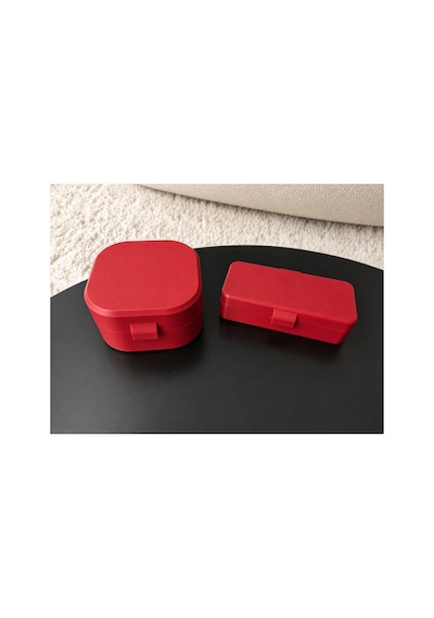 Kulak Çubuğu Ve Pamuk Seyahat Kabı 3d Baskı Taşınabilir Hijyenik Organizer Kırmızı