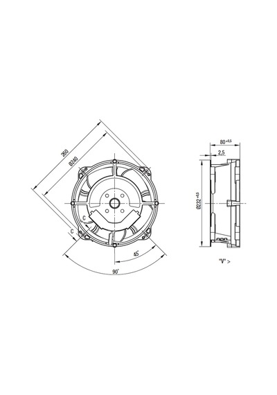 Ebmpapst W2e208-ba20-01 ,260x80mm Rulmanlı 220vac 550-cfm 2-kablo Fan