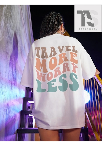 Startmore Slogan Grafikli Düşük Omuz Oversize Tişört Beyaz