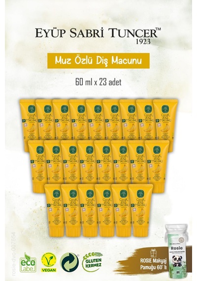 23 Adet Doğal Muz Özlü Çocuk Diş Macunu 60 Ml, Rosie Hediye