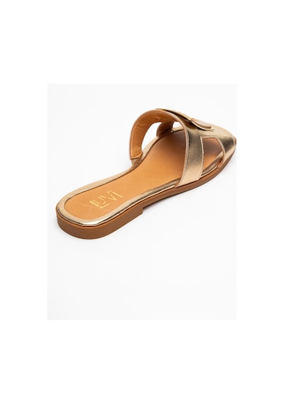 Luvishoes Luvi Shoes Millie Altın Hakiki Deri Tokalı Kadın Terlik Altın