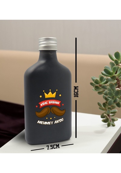 Bk Gift Kişiye Özel İsimli Baba Temalı Antrasit Tasarım Cam Şişede Kolonya 200 Ml Ve Metal Roller Kalem Hediye Seti-3, Babaya Hediye, Babalar Günü Hed