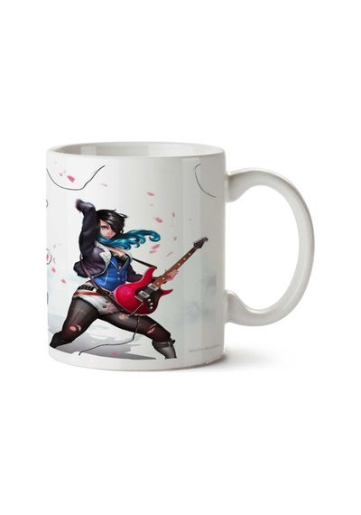 Anime Gitar Animasyon İki Tarafı Baskılı Kupa Bardak Çok Renkli