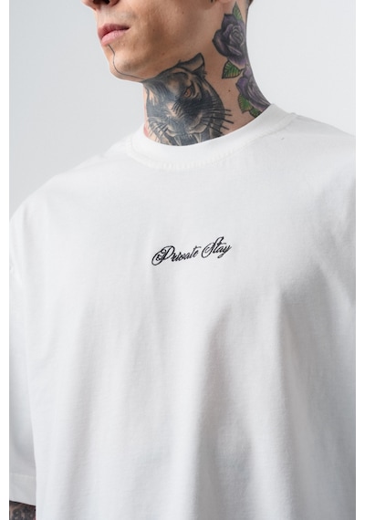 Respire Erkek Private Baskılı Oversize T-shirt Ekru