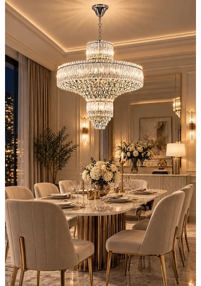 Modern Premium Ayarlanabilir Yükseklik Avize Lüks Salon Avizesi 18 Kollu E14 Duyulu Diğer