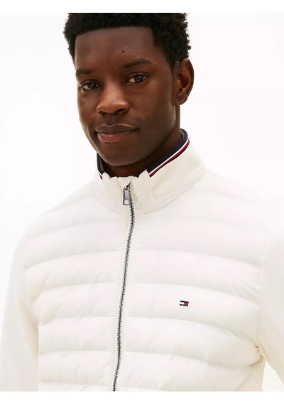 Tommy Hilfiger Mw0mw41329 Mix Media Ess Rwb Stand Collar Erkek Sweatshirt Krem