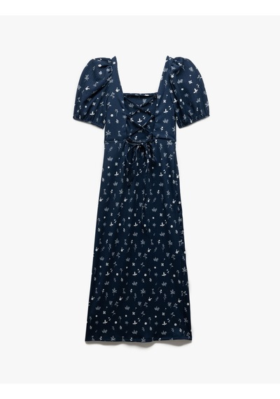Koton Kısa Balon Kollu Sırtı Bağcıklı Bodycon Çiçekli Yırtmaçlı Midi Elbise Bürümcük Lacivert Desenli 5sal80047ık Lacivert Desenli Koton Kısa Balon Kollu Sırtı Bağcıklı Bodycon Çiçekli Yırtmaçlı Midi Elbise Bürümcük Lacivert Desenli 5sal80047ık Lacivert Desenli