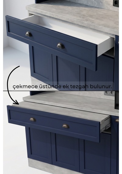 Avm 24 Kenzo Kahve Köşesi 150 Cm Montaj Dahil Gri - Lacivert