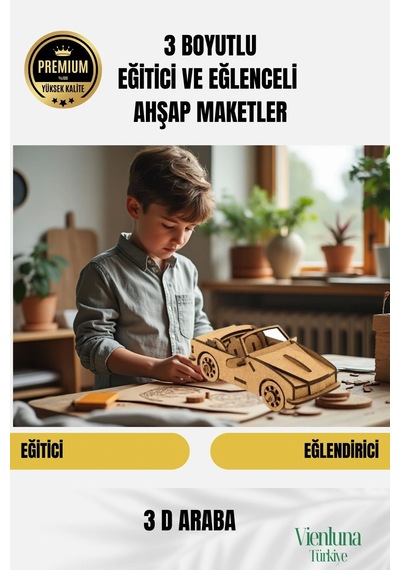 Yeni Sezon Eğitici Öğretici 3 Boyut Ahşap Puzzle Zeka Geliştirici Boyanabilir Oyun Maket Araba