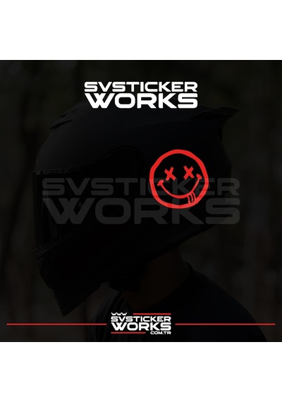 Smile Yazılı Kask Sticker Tüm Kasklar Uyumlu Tek Yön 1 Adet Kırmızı
