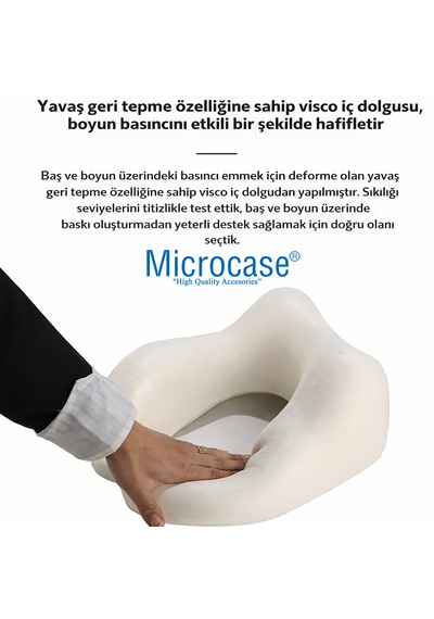 Microcase Ortopedik Memory Foam Nefes Alabilen Kumaş Boyun Destek Minderi Al5521