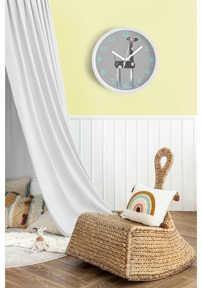 Sevimli Zürafa Çizimli Çocuk Odası Duvar Saati - 25cm - Önü Camlı Beyaz Kasa - Sessiz Mekanizma-jh1023 Beyaz