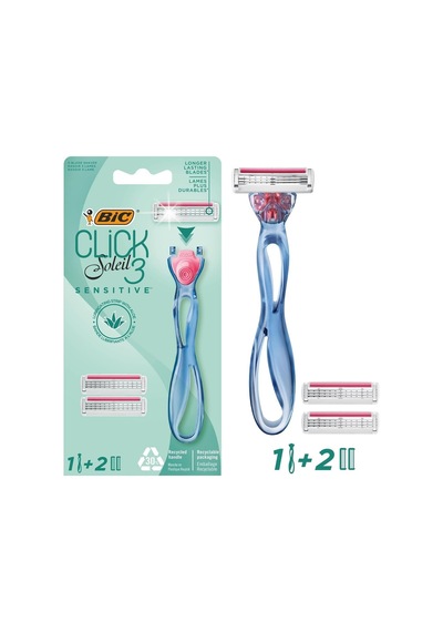 Lexroo Soleil Click Sensitive 1 Gövde & 2 Başlık Kadın Tıraş Bıçağı, Oynar Başlıklı