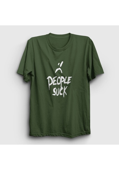 Presmono Unisex People Suck Xxxtentacion T-shirt Haki