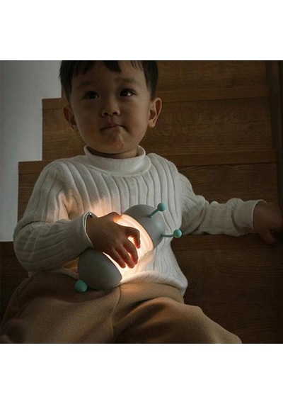 Sevimli Tırtıl Şarjlı Gece Masa Lambası Gri Katlanabilir Led Işıklı