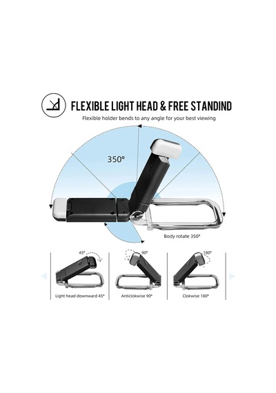 Siyah Renk Kitap Okuma Işığı Kitap Ayıracı Usb Şarjlı