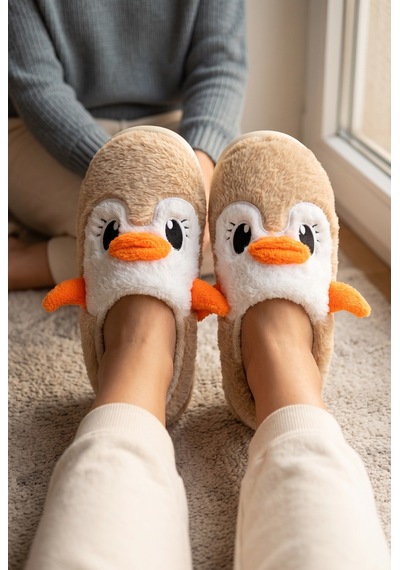 Stwenn Kadın Peluş Ev Terliği Penguen Desenli Kışlık Sıcak Tutan Kapalı Burun Yumuşak Tabanlı Rahat Pandufu Vizon Stwenn Kadın Peluş Ev Terliği Penguen Desenli Kışlık Sıcak Tutan Kapalı Burun Yumuşak Tabanlı Rahat Pandufu Vizon