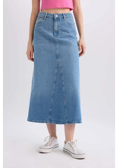 Defacto Fashion Fit Cepli Maxi Jean Etek D4422AX24AUNM28 Mavi