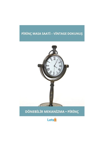 Vintage Pirinç Masa Üstü Saat Klasik Tasarım Çok Renkli