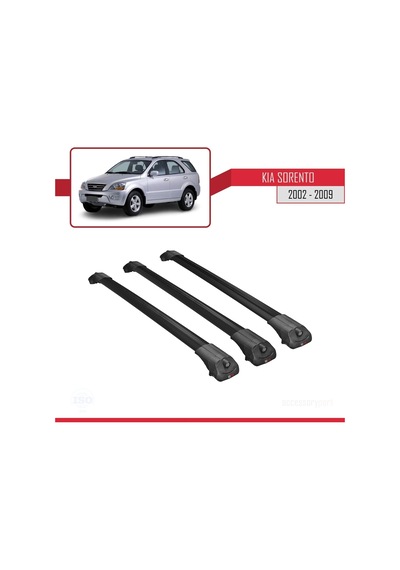 Kia Sorento 2002-2009 Arası İle Uyumlu Ace-1 Ara Atkı Tavan Barı Siyah 3 Adet Bar