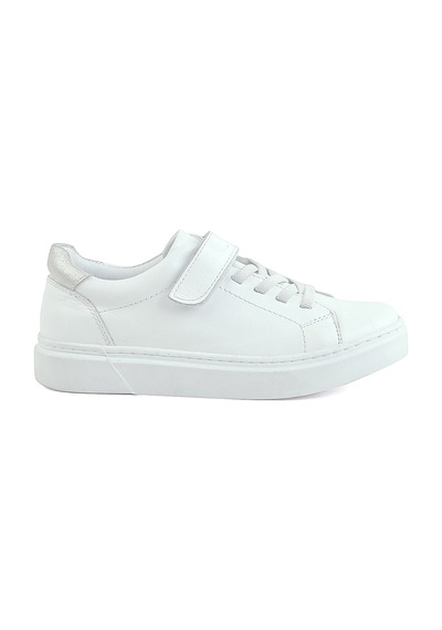 Rakerplus Hakiki Deri Beyaz Cırtlı Bağcıklı Kız Çocuk Sneakers Beyaz