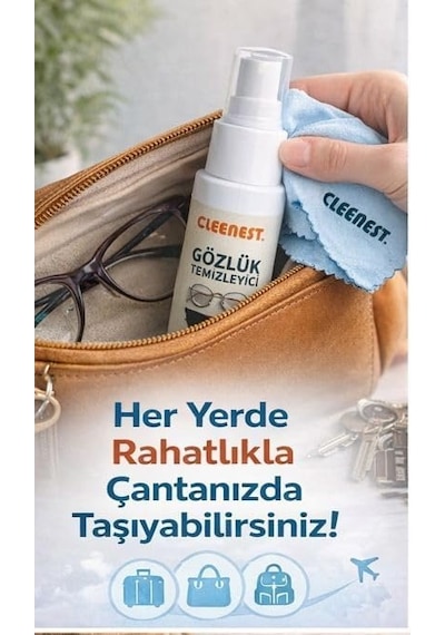 Gözlük Ve Ekran Temizleme Seti 50 Ml Nazik Solüsyon & Yumuşak 15 X 18 Cm Kaşmir Mikrofiber Bez İle Işıltılı Temizlik