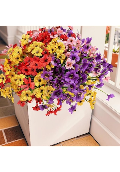 6lı Set Yapay Çiçek Sazlı Mine Karışık Renk 5 Dallı 33cm