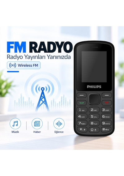 Philips E2101P Çift SIM Type-C 1.77" TFT Ekran FM Radyolu Tuşlu Cep Telefonu