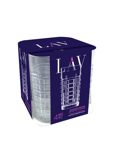 Lav Brit Cam Meşrubat Bardağı 4'lü 356 ml (Kokteyl/Soğuk Kahve/Smoothie/Milkshake Bardağı )