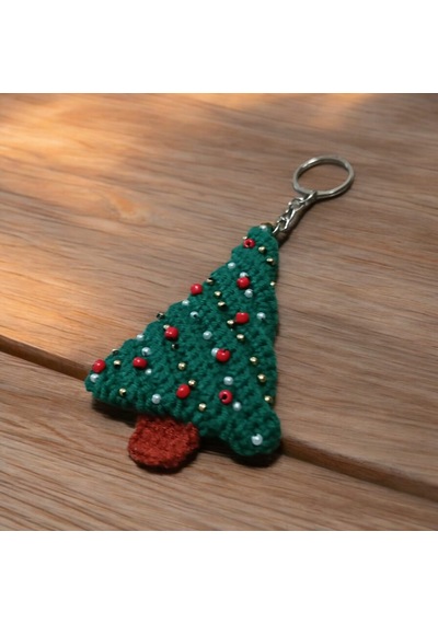 Luluyen 3'lu Sevimli Yılbaşı Temalı Çam Ağacı Amigurumi El Örgüsü Anahtarlık Ve Çanta Aksesuarı