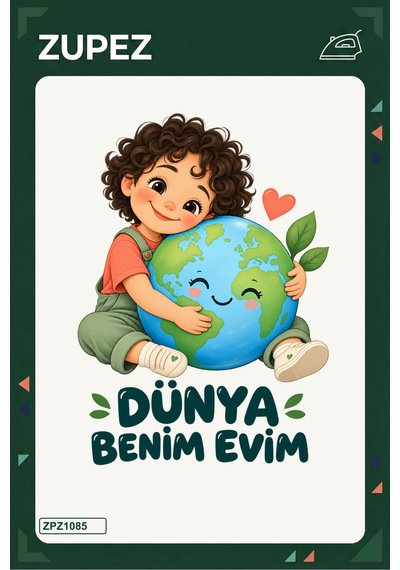 Dünya Benim Evim 19x25 Cm Ütüyle Uygulanan Baskı Zpz1085 - 928156939